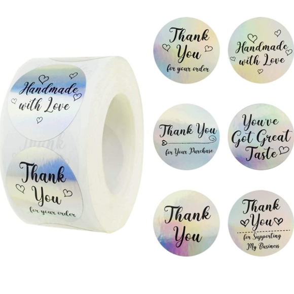 Other - 1.5 Inch 600pcs Thank you Stickers. 6 Designs
